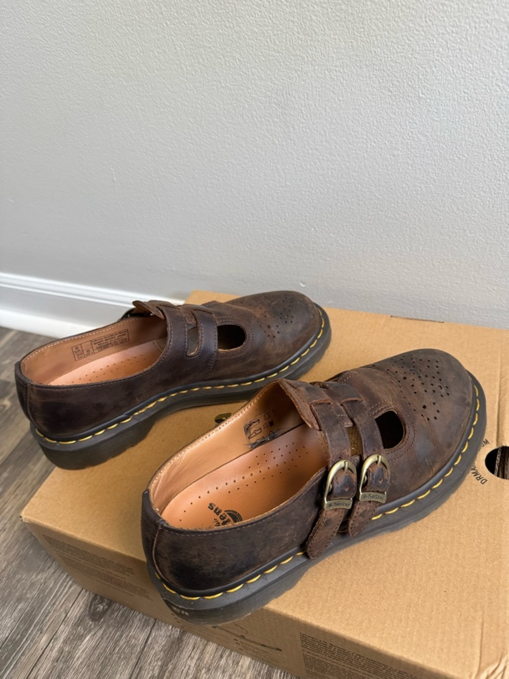 Dr. Martens Brown Double-Buckle Perforated Leather Flats - Picture 2 of 5